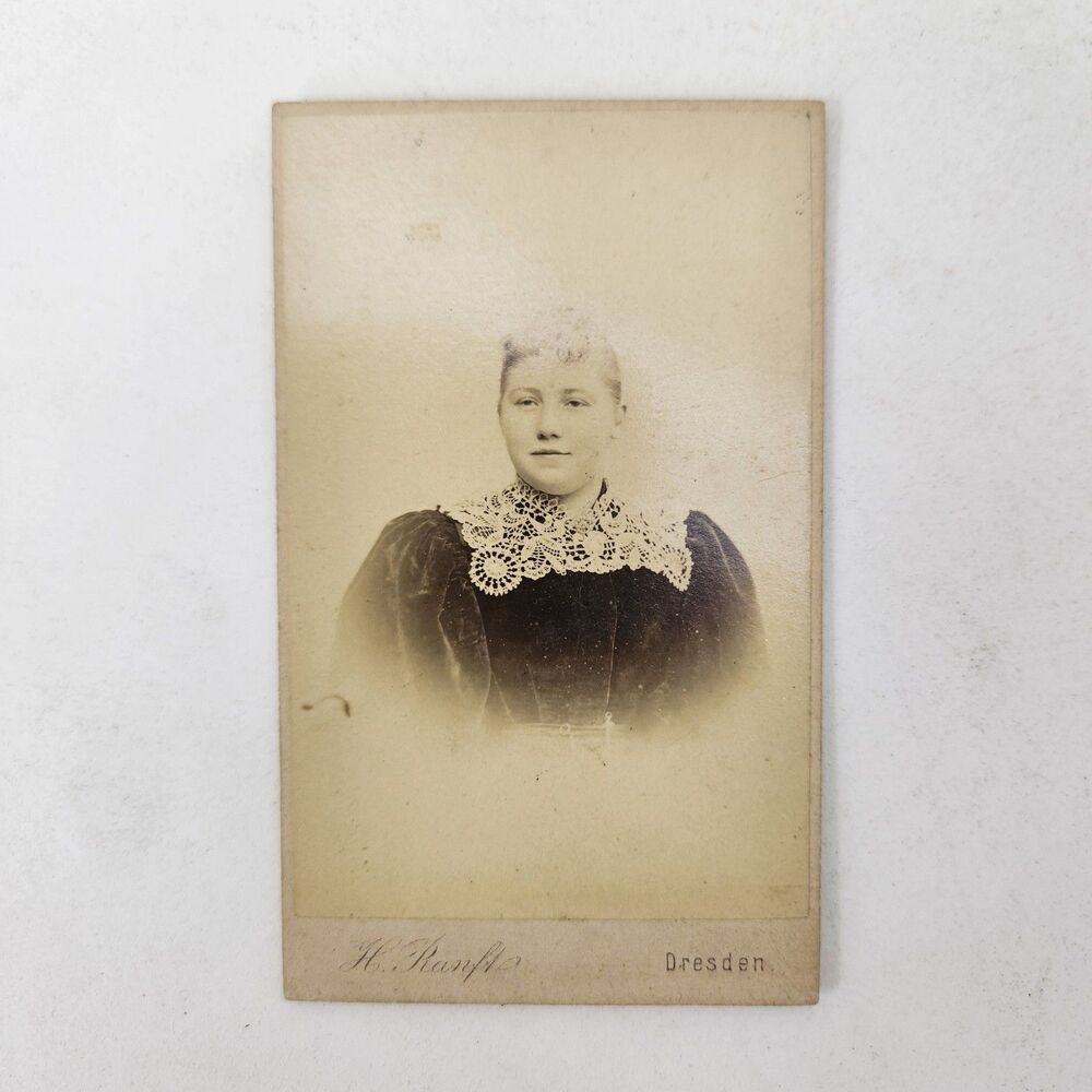 Antique 1895 Cabinet Card Photo Young Woman Portrait H. Ranft Dresden Germany